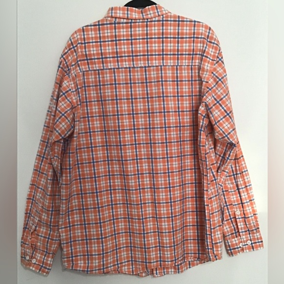 Columbia Mens XL Blue Orange Plaid 100% Cotton Long Sleeve Button Down Shirt - Picture 4 of 6
